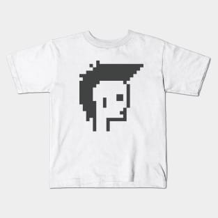 Punk Mohawk, Black and White  / ToolCrypto / Pixel Art Kids T-Shirt